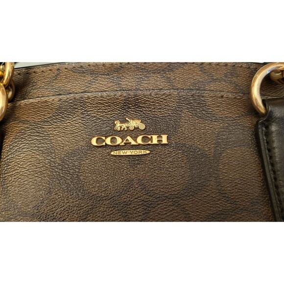 COACH Monogram Signature Brown and Black Bag Purse Satchel L1822-F39747 Women - Picture 9 of 16